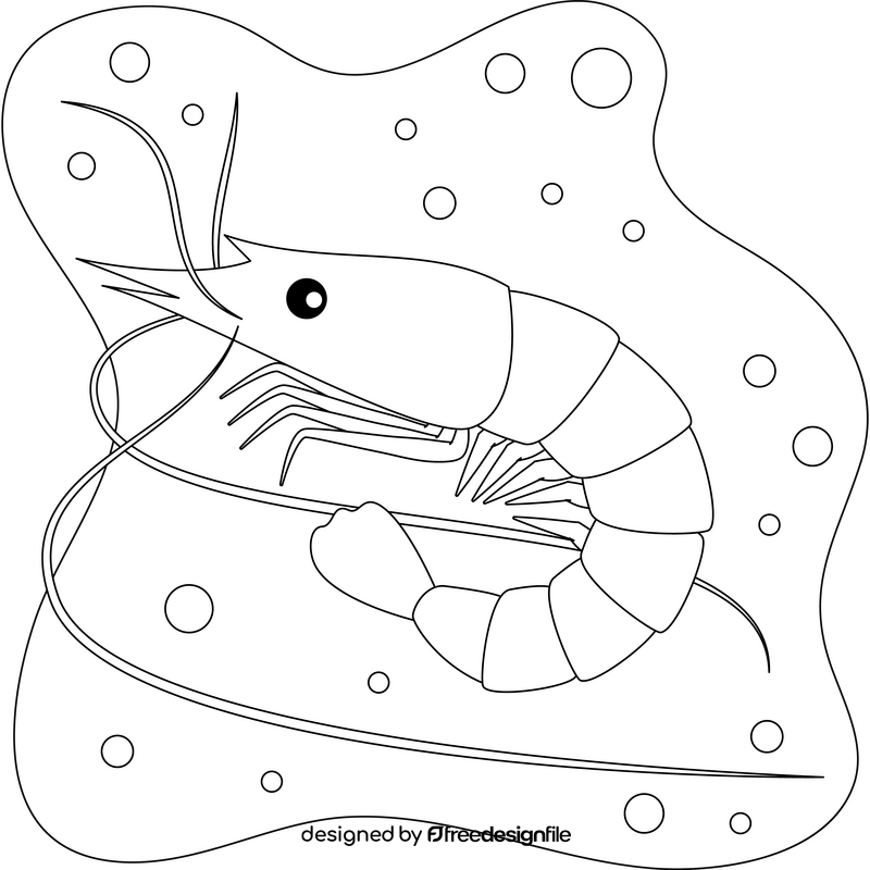 Prawn drawing black and white clipart