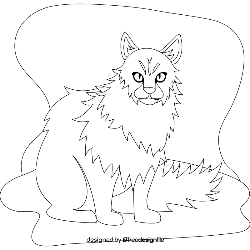 Ragamuffin cat drawing black and white clipart