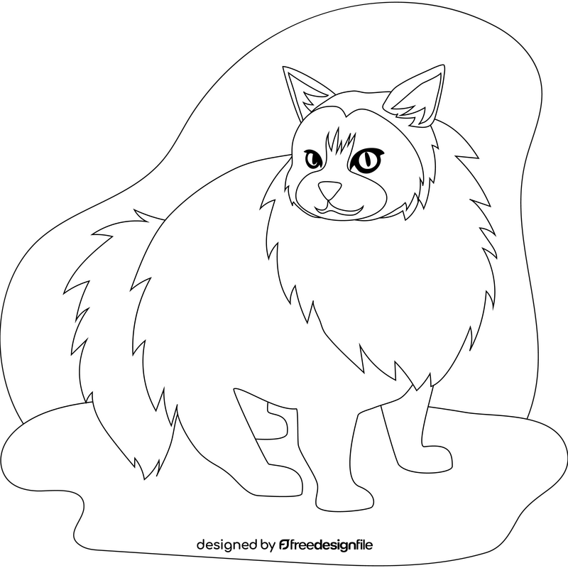 Ragdoll cat drawing black and white clipart