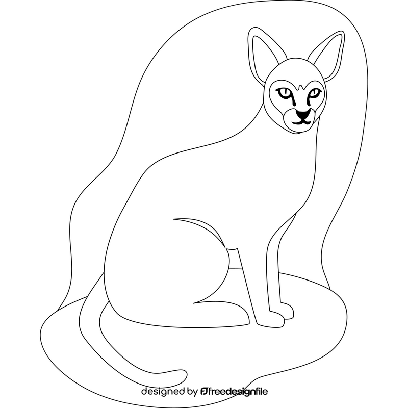 Siamese cat drawing black and white clipart