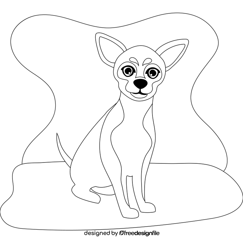 Chihuahua dog drawing black and white clipart