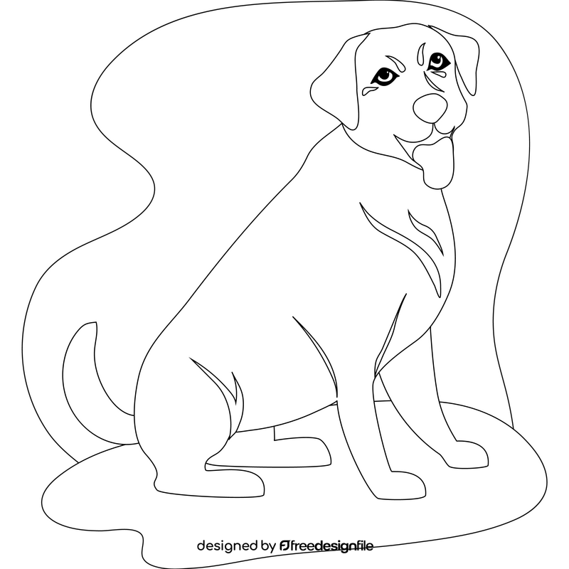 Labrador dog drawing black and white clipart