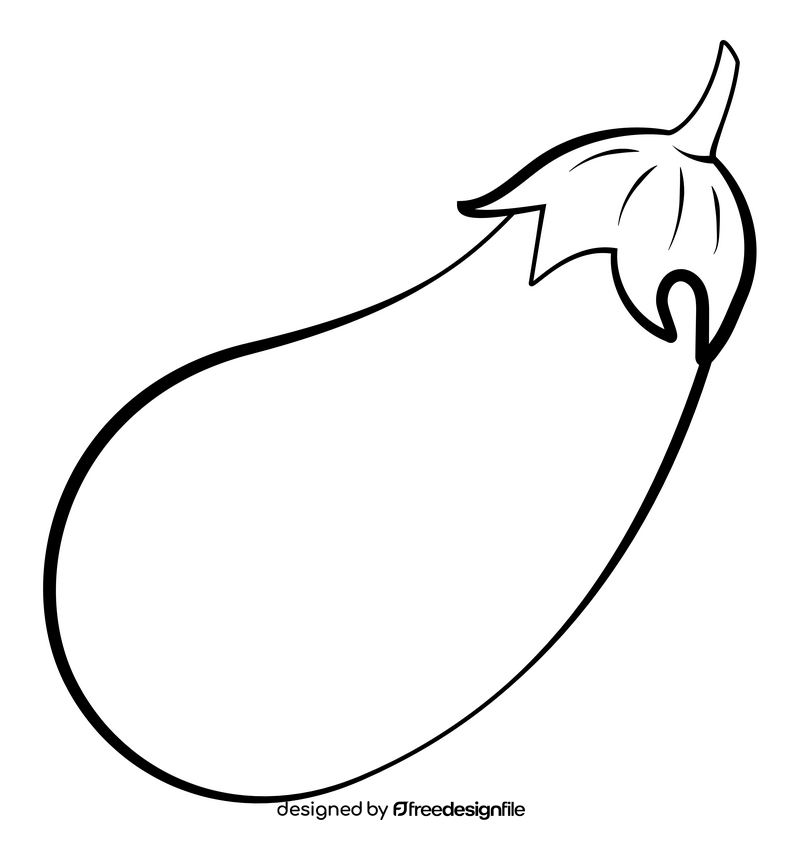 Eggplant vegetable outline black and white clipart