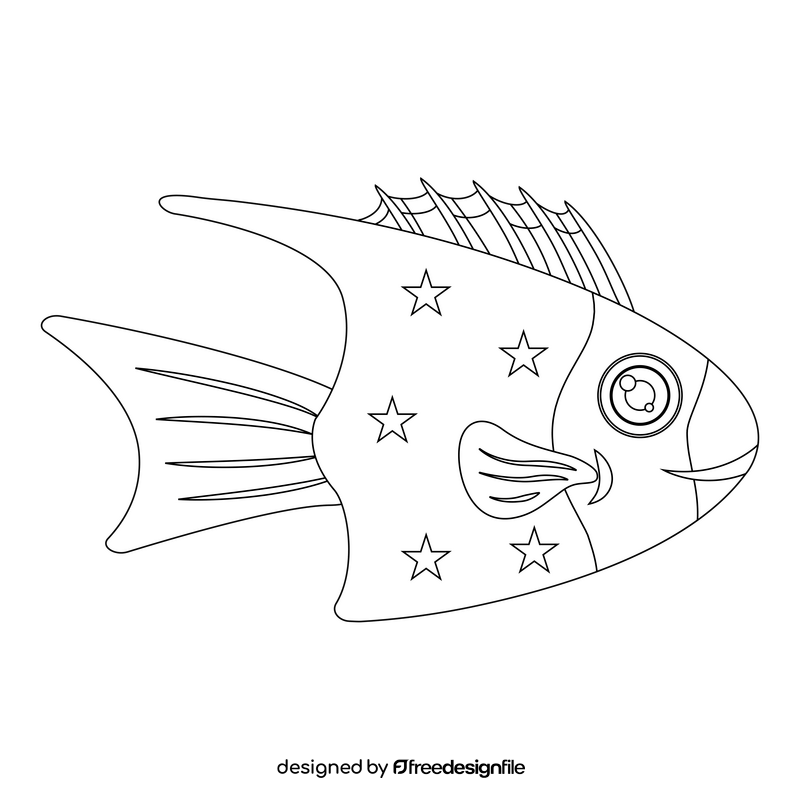 Orange fish black and white clipart