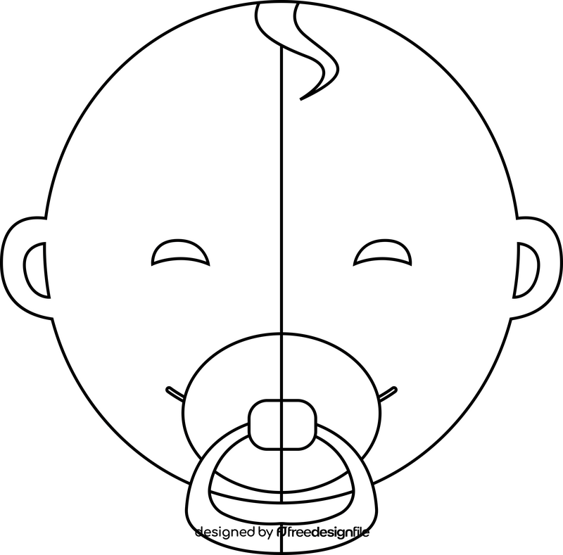 Cute baby boy drawing black and white clipart