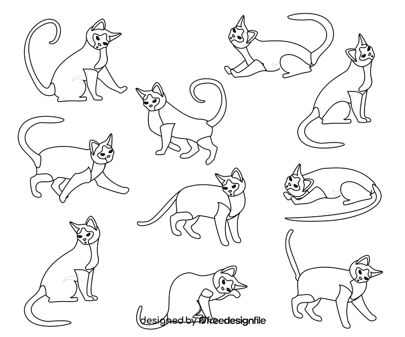 Cats black and white vector