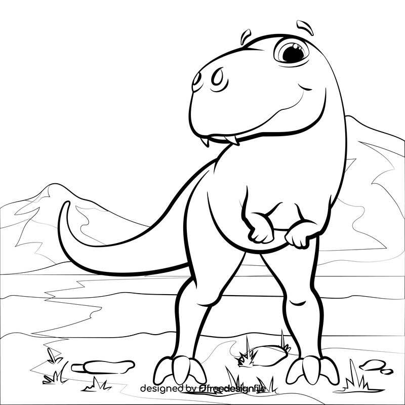 Dinosaur cartoon black and white vector