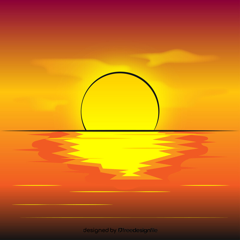 Ocean sunset scene vector