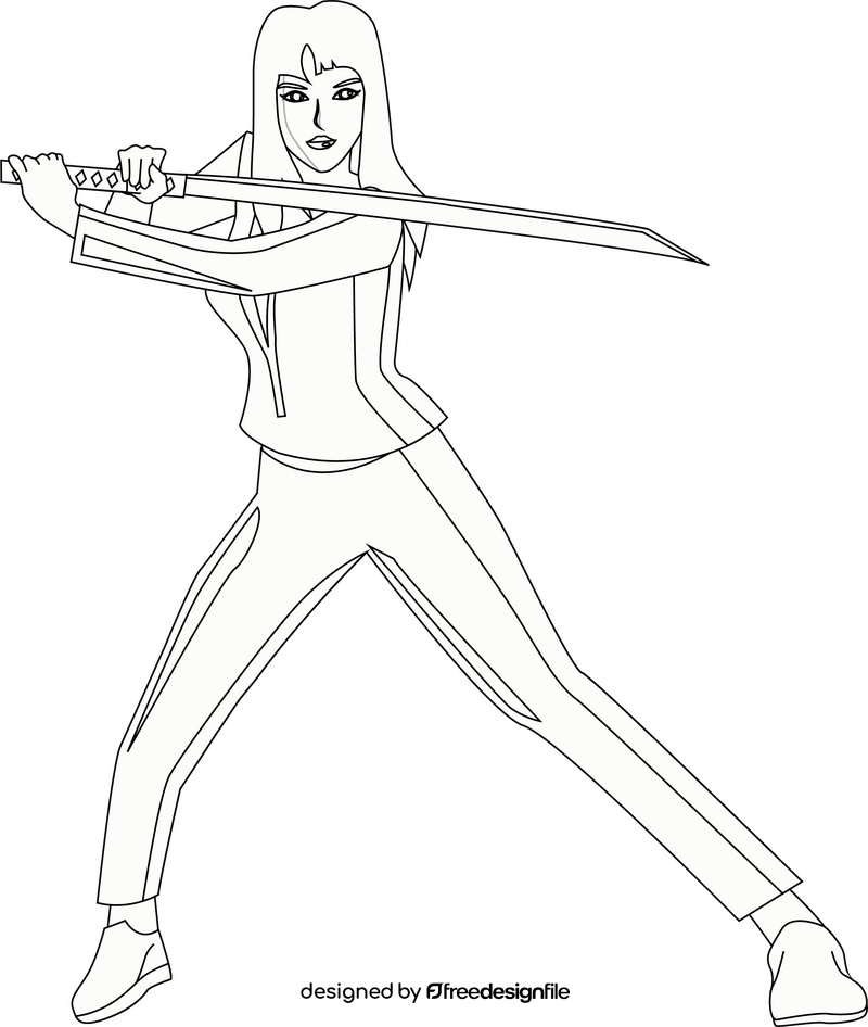 Kill Bill drawing black and white clipart