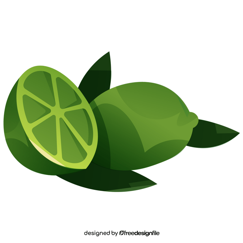Lime fruit with leaves clipart