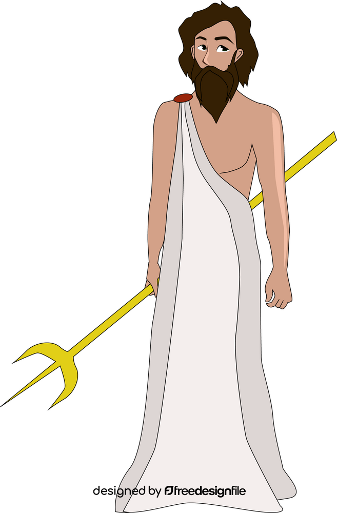 Poseidon cartoon drawing clipart