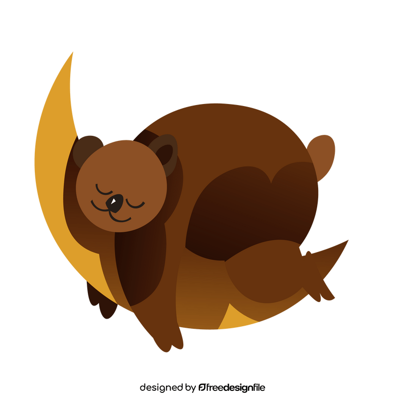 Bear sleeping on the moon clipart