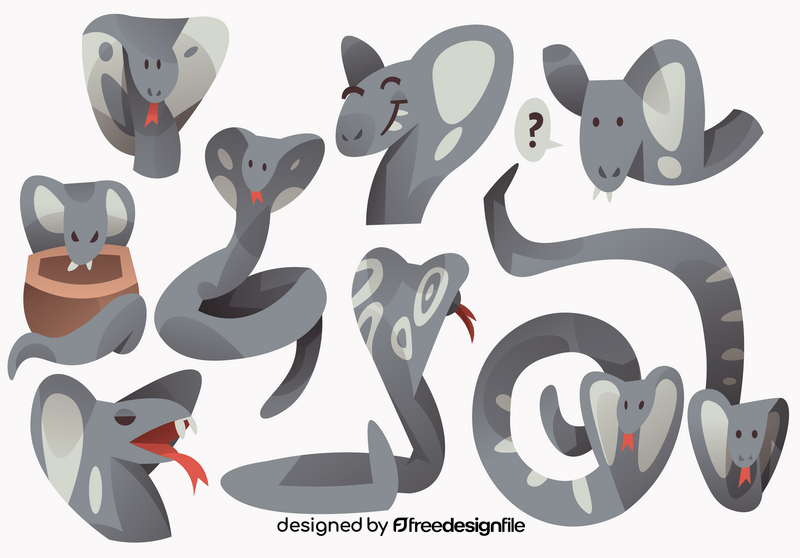 Cobra cartoon set vector