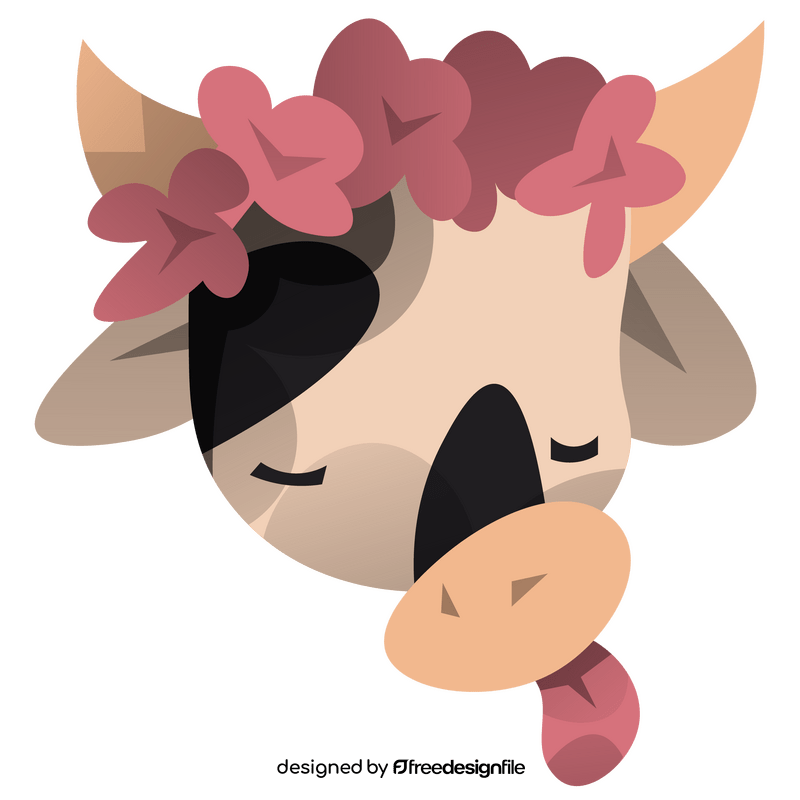 Cow decorated with flowers clipart