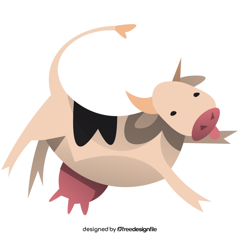 Cute cow jumping clipart