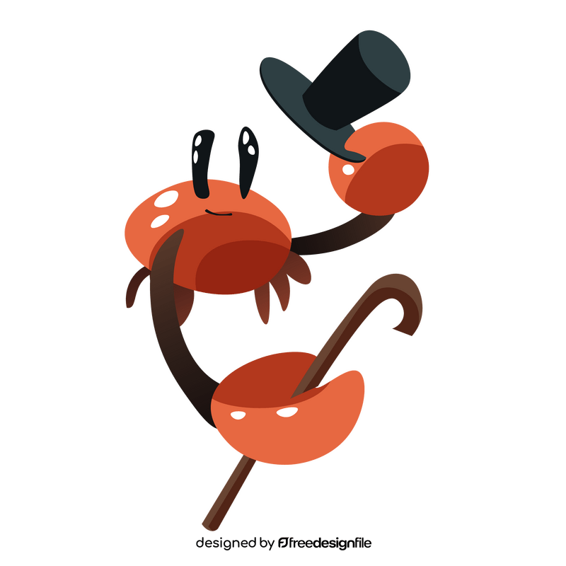 Crab with hat clipart