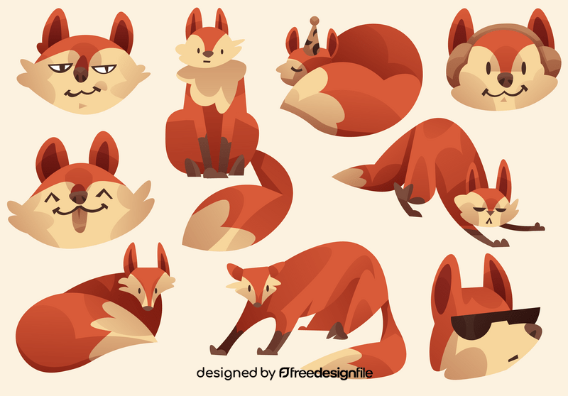 Fox cartoon set vector