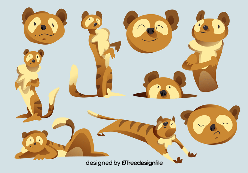 Meerkat cartoon set vector