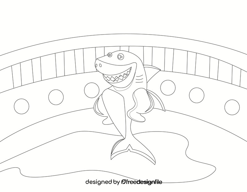 Funny shark black and white vector