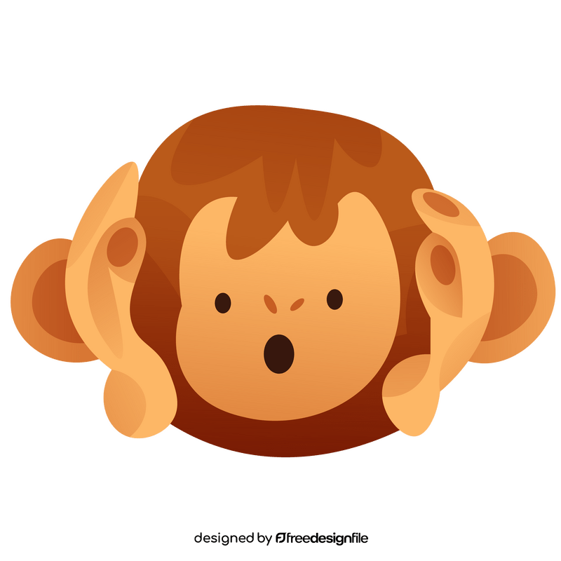 Cartoon monkey holding ears clipart