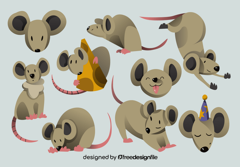 Mouse cartoon set vector