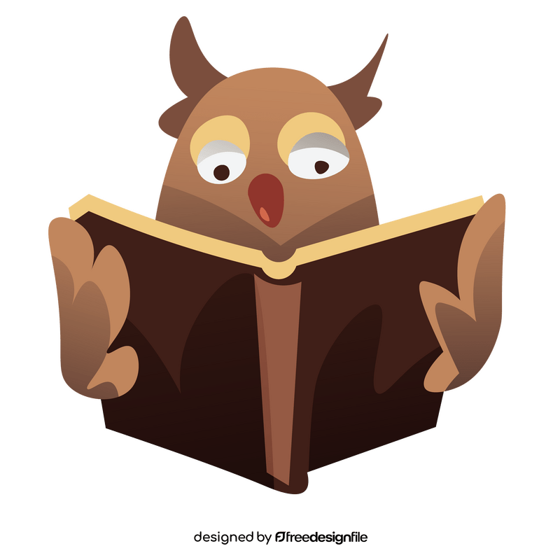 Cartoon owl with book clipart