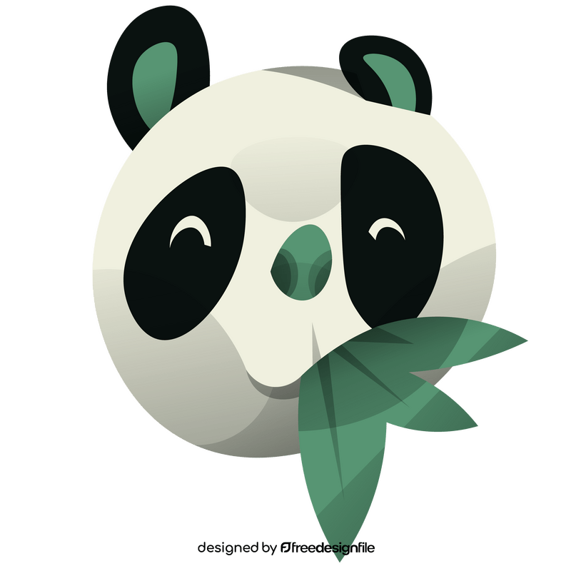 Panda eating leaves clipart