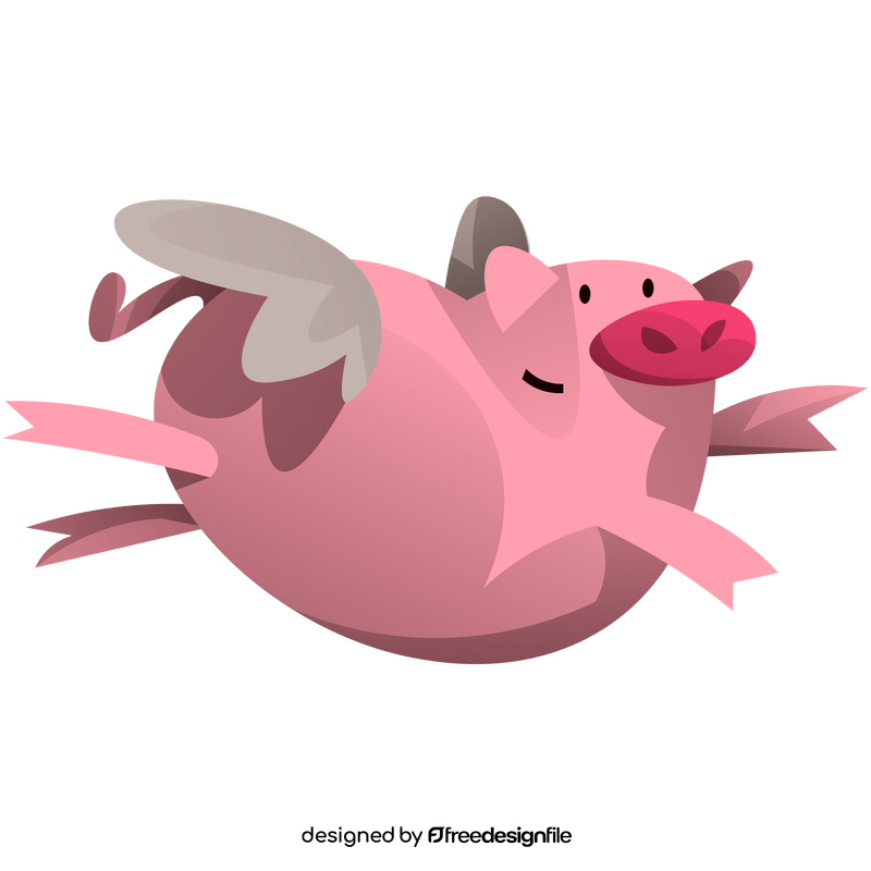 Cartoon pig winged clipart