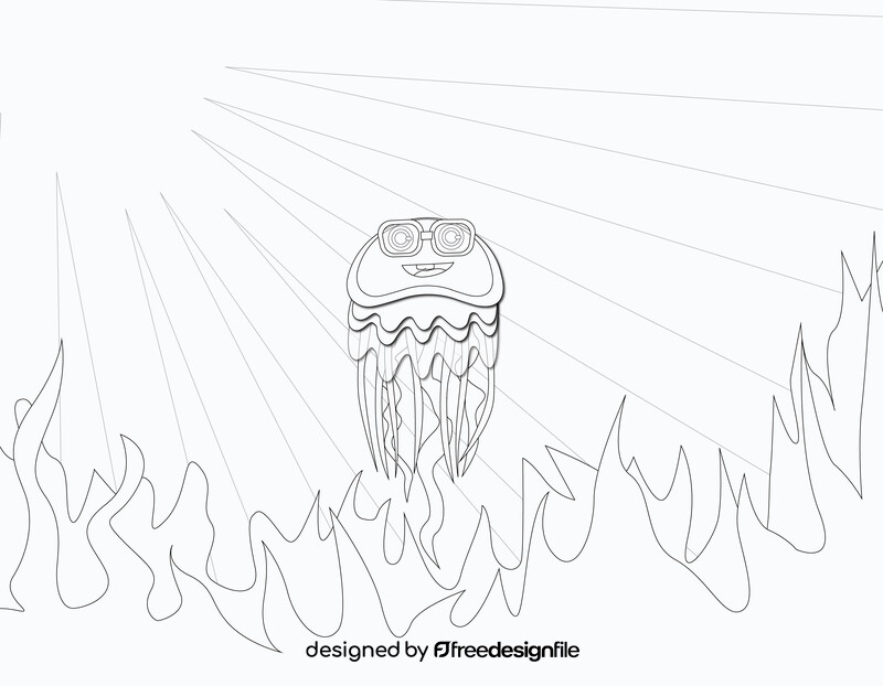 Funny jellyfish black and white vector