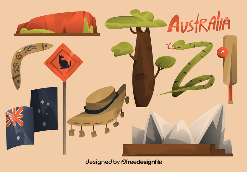 Australia icon set vector