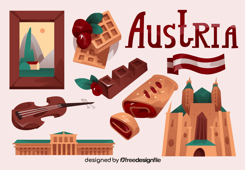 Austria icon set vector