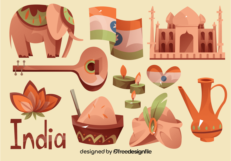 India icon set vector