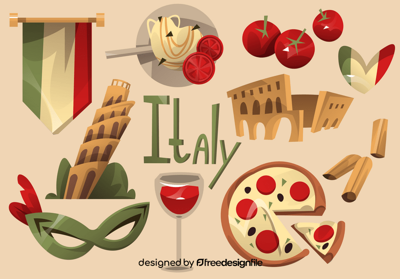 Italy icon set vector