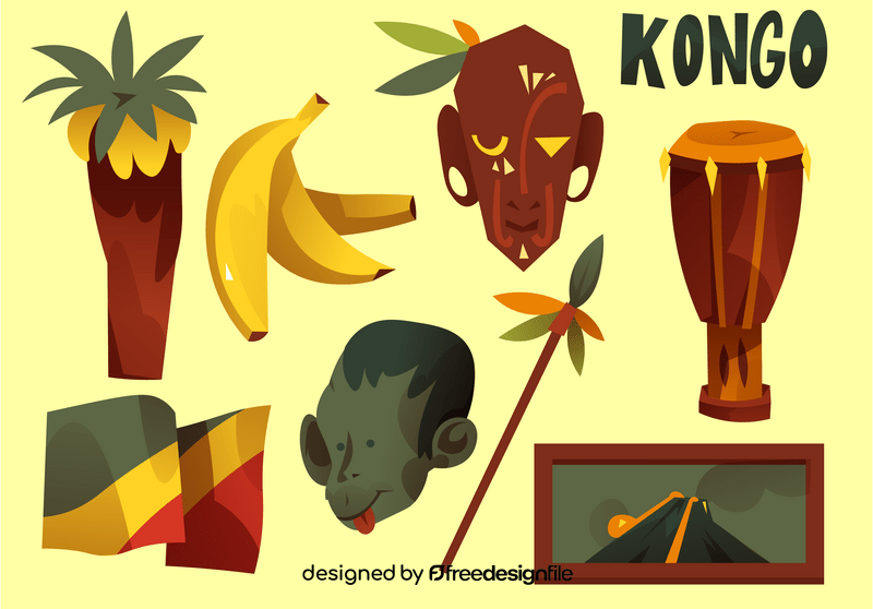 Congo icon set vector