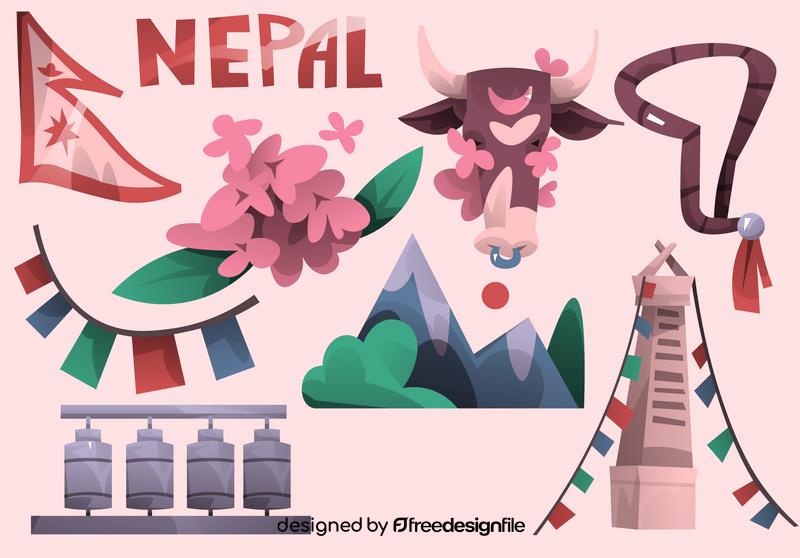 Nepal icon set vector