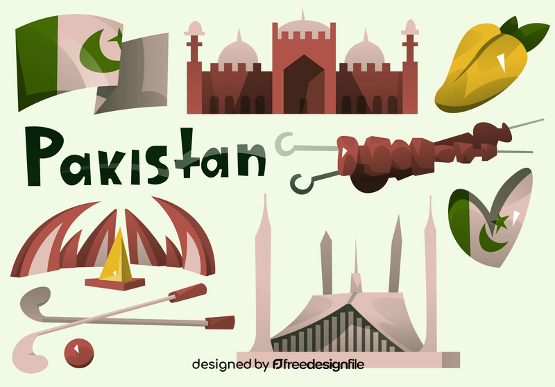 Pakistan icon set vector