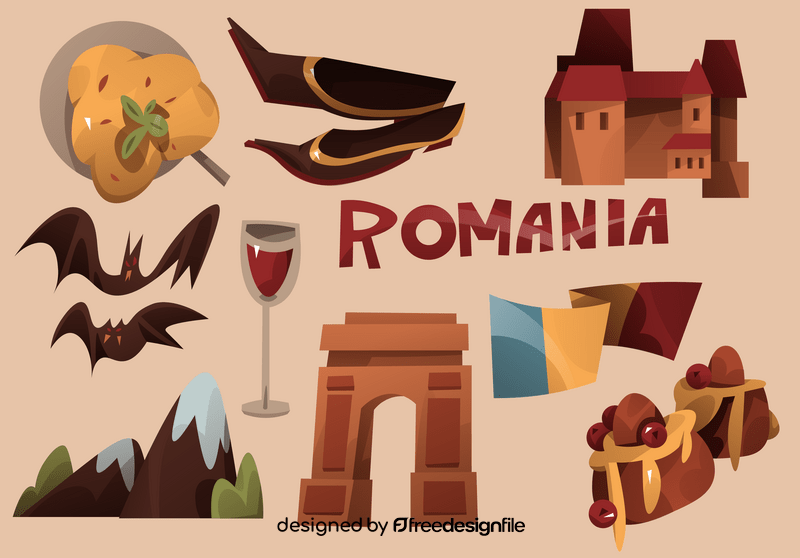 Romania icon set vector