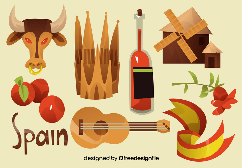 Spain icon set vector