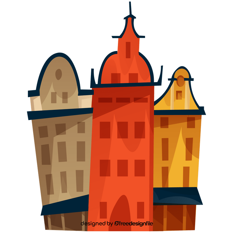 Sweden city centre buildings, houses clipart