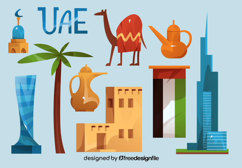 Uae icon set vector