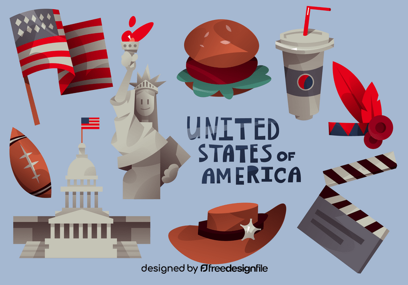 USA icon set vector