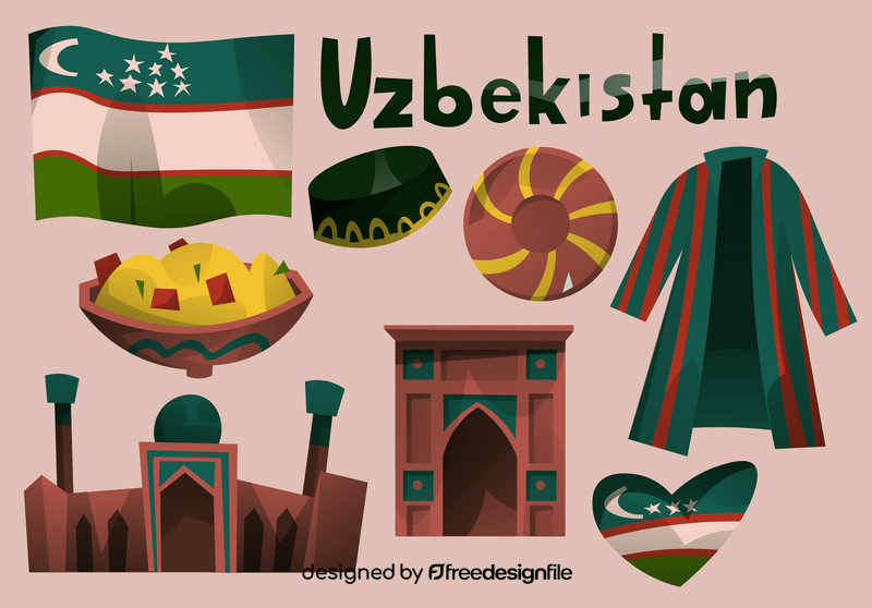 Uzbekistan icon set vector