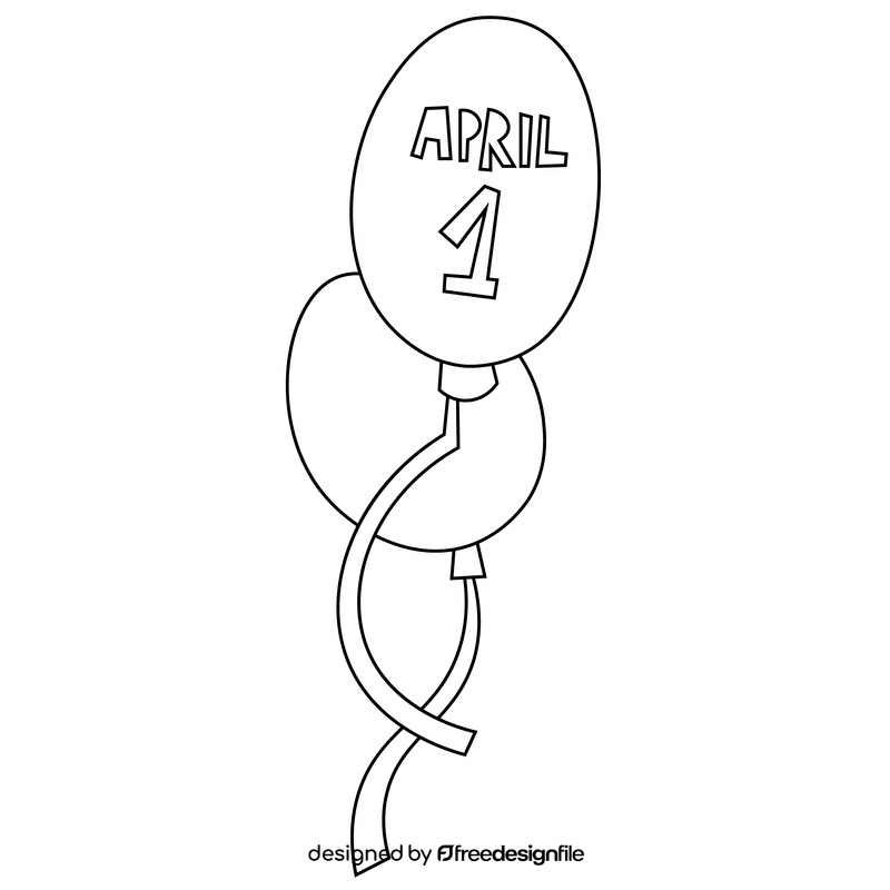 April fools day balloon black and white clipart