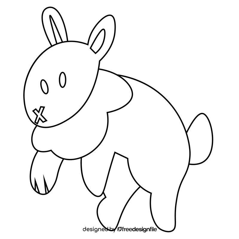 Cartoon easter bunny black and white clipart