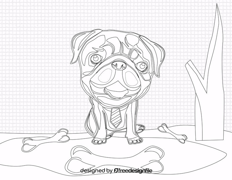 Cute pug black and white vector