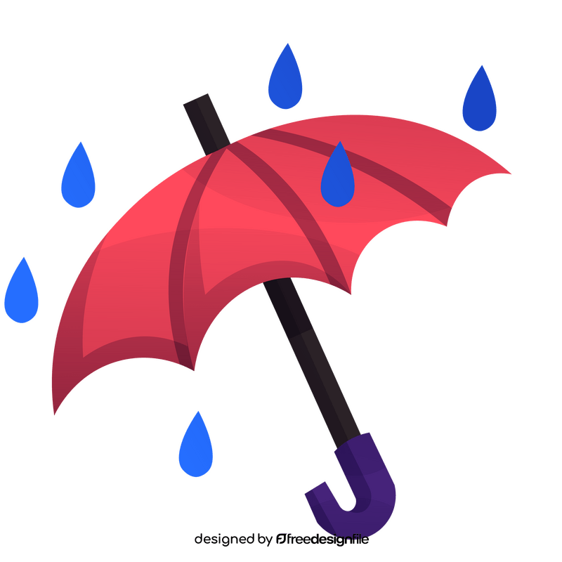Umbrella with rain drawing clipart