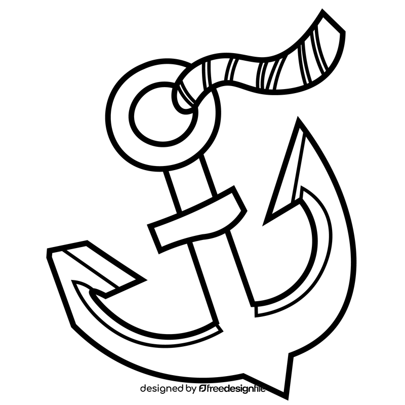 Cartoon anchor black and white clipart vector free download