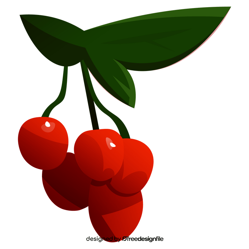 Cherries with leaves clipart