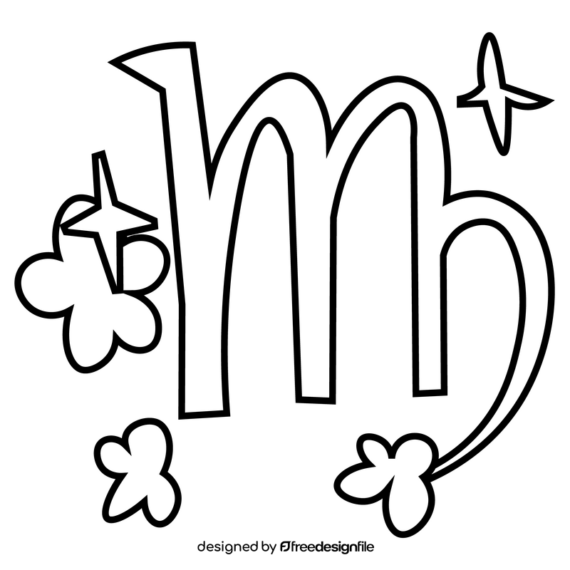 Virgo zodiac sign black and white clipart