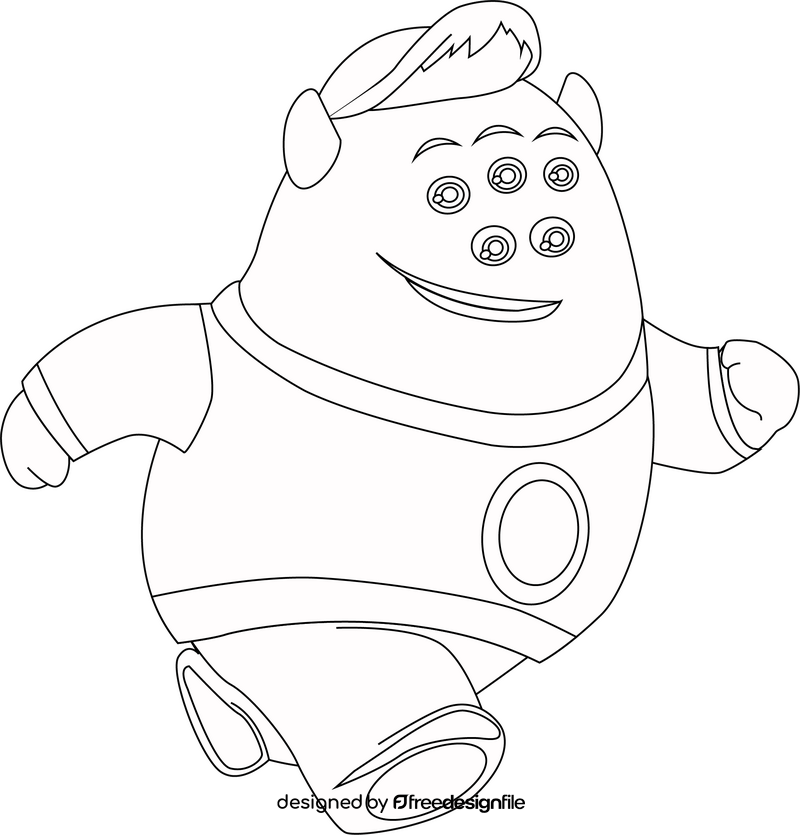 Squishy cartoon character black and white clipart